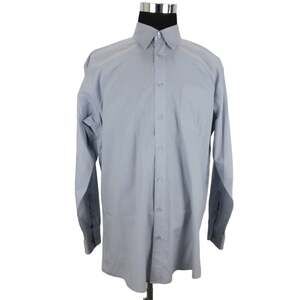 Linea Uomo Mens 17 36/37 Gray Long Sleeve Button Shirt w/ Pocket